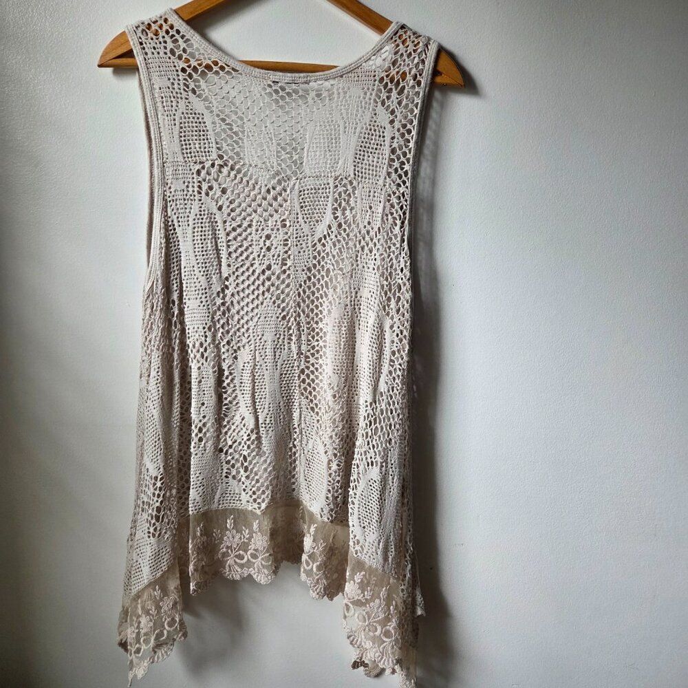 EUC AQUAVITA 2 PC TAUPE KNIT LACED 2 PC TANK TOP BEACH / SWIM ONE SIZE - Picture 7 of 15